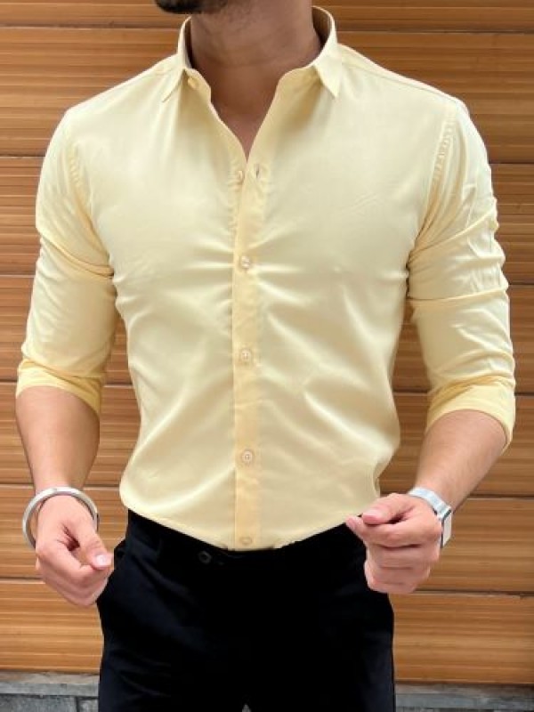              Stretchable Cotton Yellow Fullsleeves Shirt