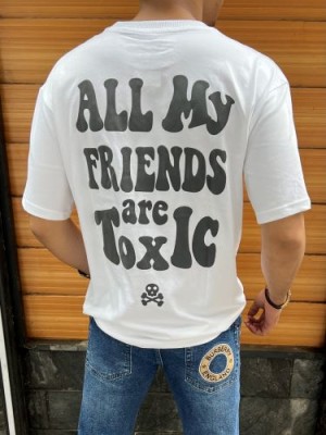            Toxic Drop Shoulder Over Size White Tee