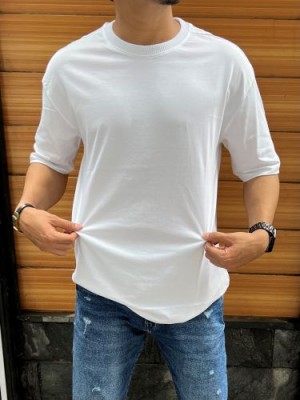           Drop Shoulder Over Size White tee