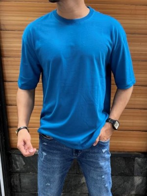           Drop Shoulder Over Size Blue tee