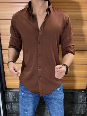               Hosiery Imported Stretchable Brown Shirt
