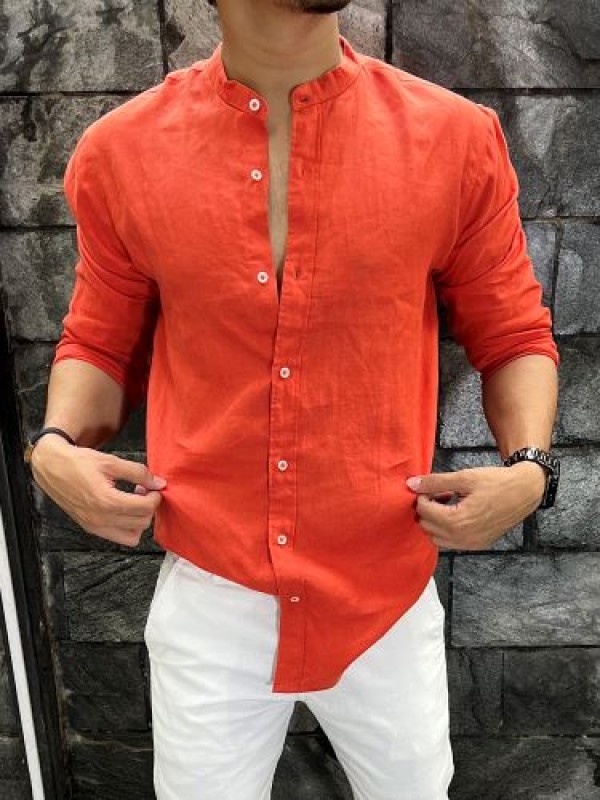 orange shirt white collar
