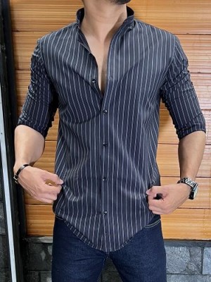                 Vertical Striper Black Fullsleeves Shirt