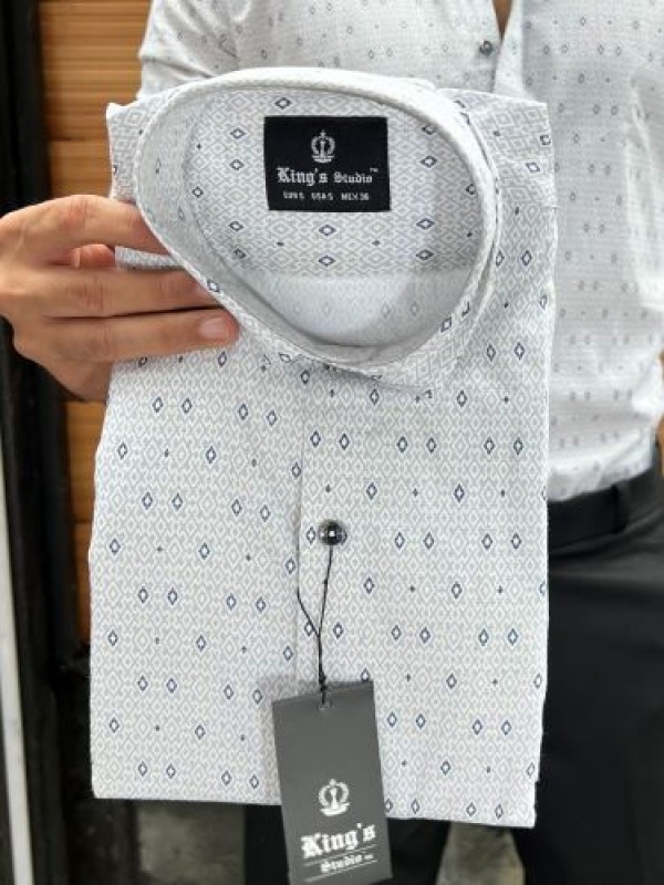                 Style 6 Printed Light Grey Fullsleeves Shirt