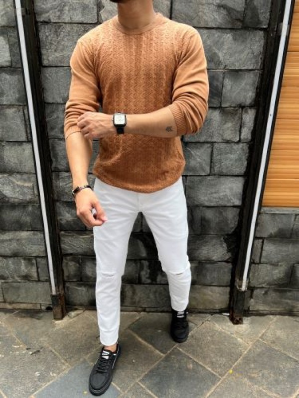         knit Fullsleeves Rust Tshirt