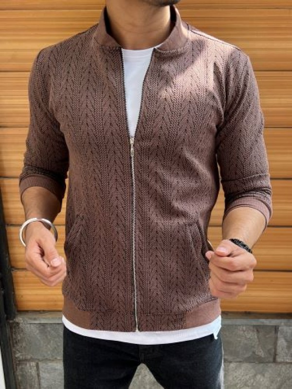      Jacquard Brown Bomber Jacket