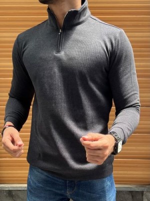               High Neck Dark Grey T-shirt