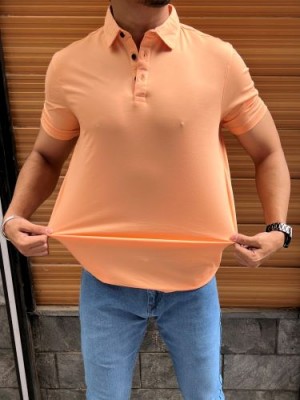                                    Tensil soft Stretchable Peach Collar Tshirt