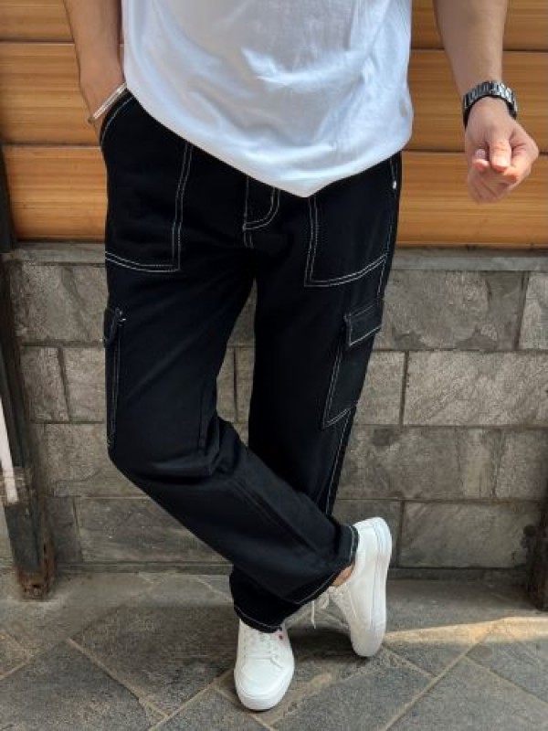                      Baggy Style Cargo Black Blue Jeans