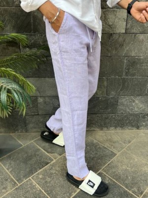                  Pure Linen Lavender Ribbed Pant