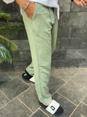                  Pure Linen Pista Ribbed Pant