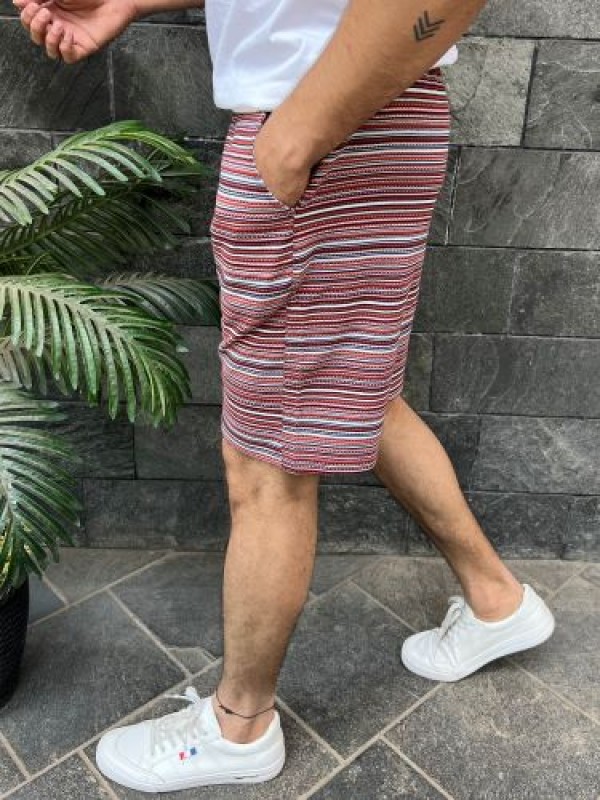                            Hosiery Striper Maroon Shorts