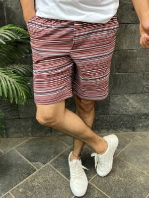                           Hosiery Striper Maroon Shorts
