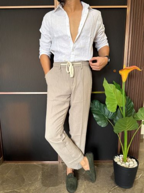                                                                                                                                                                                                                                   A Pure linen White Full Shirt