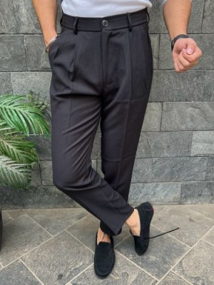                             Pleated Black Formal Trouser