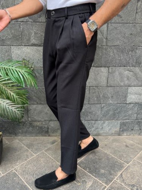                             Pleated Black Formal Trouser