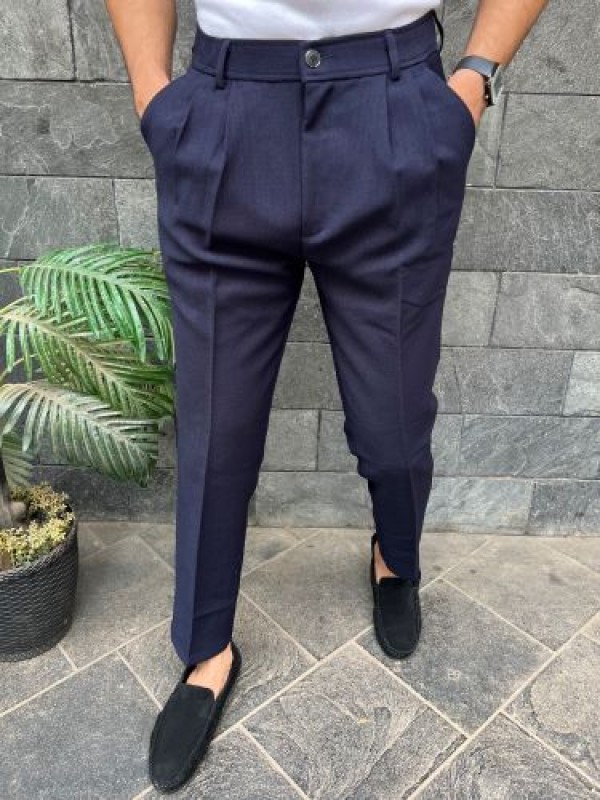                             Pleated Navy Formal Trouser