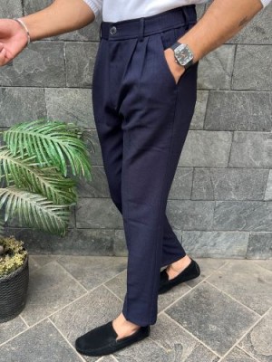                             Pleated Navy Formal Trouser