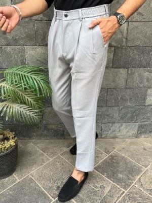                             Pleated Grey Formal Trouser