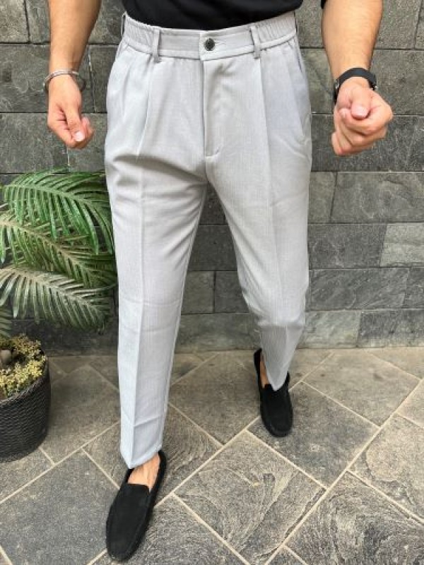                             Pleated Grey Formal Trouser