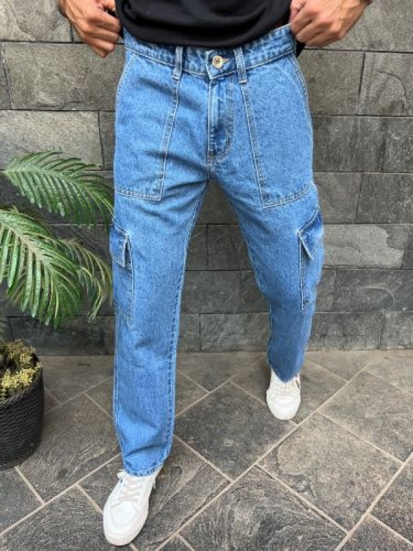                                                  Baggy Style Cargo Blue Jeans