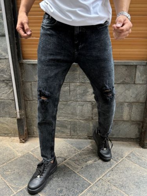                                                                                                                                    Ripped Stretchable Carbon Ankle Length Denim