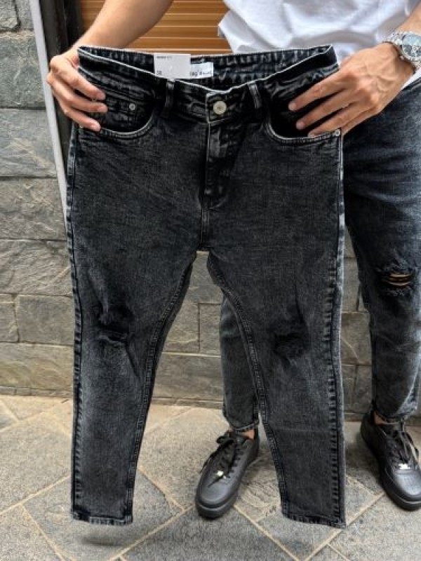                                                                                                                                    Ripped Stretchable Carbon Ankle Length Denim