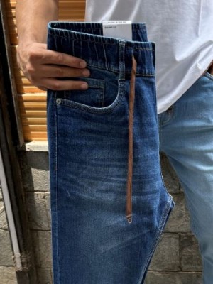                                                                                                                                    Elastic Stretchable Dark Blue Jeans