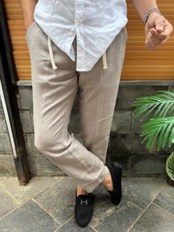                                                                                                                                                                                                    Elastic Waist Cord Grey Pant