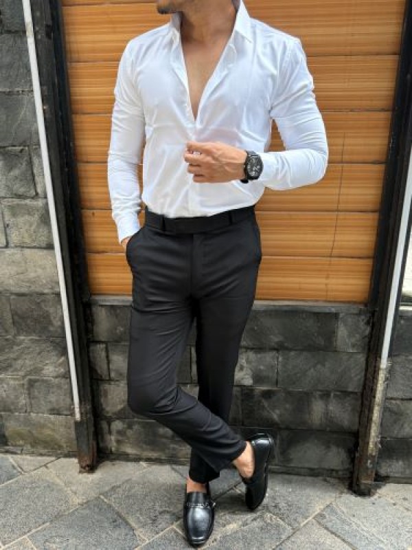                                                                                                                                                                                                                 Satin Soft White Full sleeve Shirt