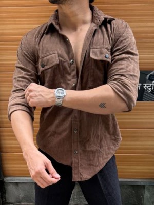                                                                                                                                                                                                               Corduroy  Cargo Light Brown Full sleeve Shirt