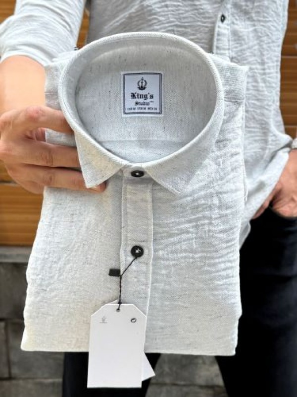                                                                                                                                                                                                                     Slub Textured Grey Full Sleeve Shirt