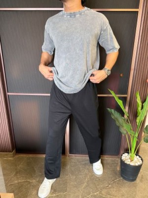                                                                                                                                        Over Dyed Drop Shoulder Carbon Half T shirt