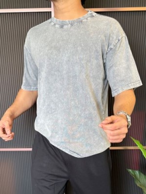                                                                                                                                        Over Dyed Drop Shoulder Ash Half T shirt