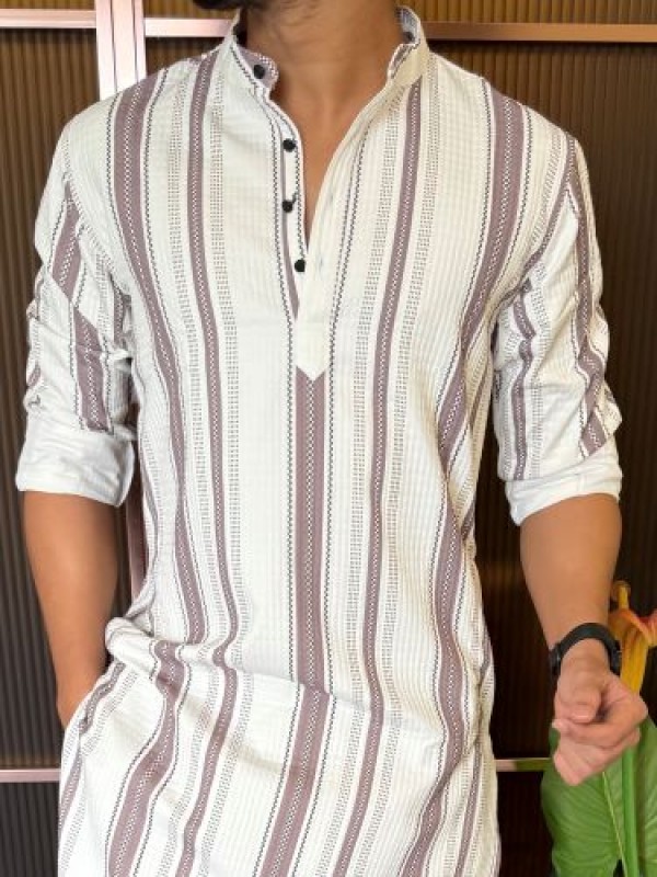                                                                                                                                                                                                                         Imported Striper Maroon Printed Kurta