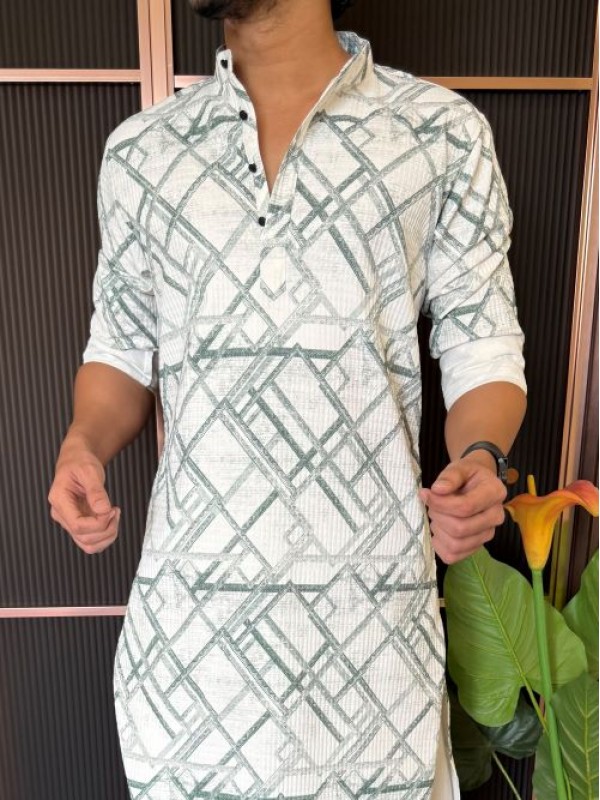                                                                                                                                                                                                                         Imported Hexa Printed Green Kurta