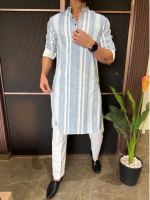                                                                                                                                                                                                                         Imported Striper Blue Printed Kurta