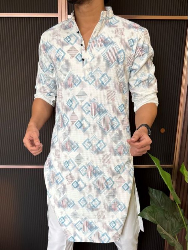                                                                                                                                                                                                                         Imported Tribal Blue Printed Kurta