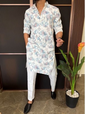                                                                                                                                                                                                                        Imported Tribal Blue Printed Kurta