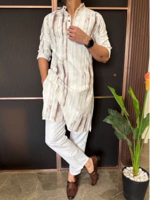                                                                                                                                                                                                                         Imported Tiedye Brown Printed Kurta