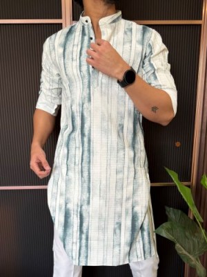                                                                                                                                                                                                                Imported Tiedye Bottle Green Printed Kurta