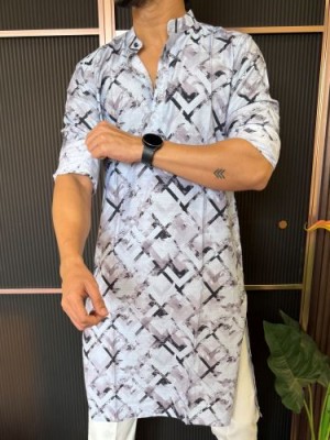                                                                                                                                                                                                                             Light Weight Printed 3 Blue Kurta
