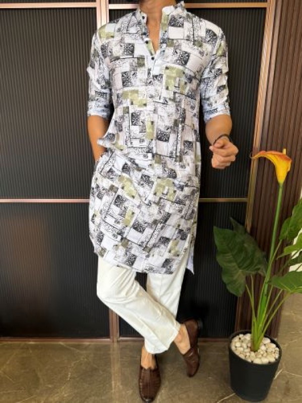                                                                                                                                                                                                                             Light Weight Printed 4 Green Kurta